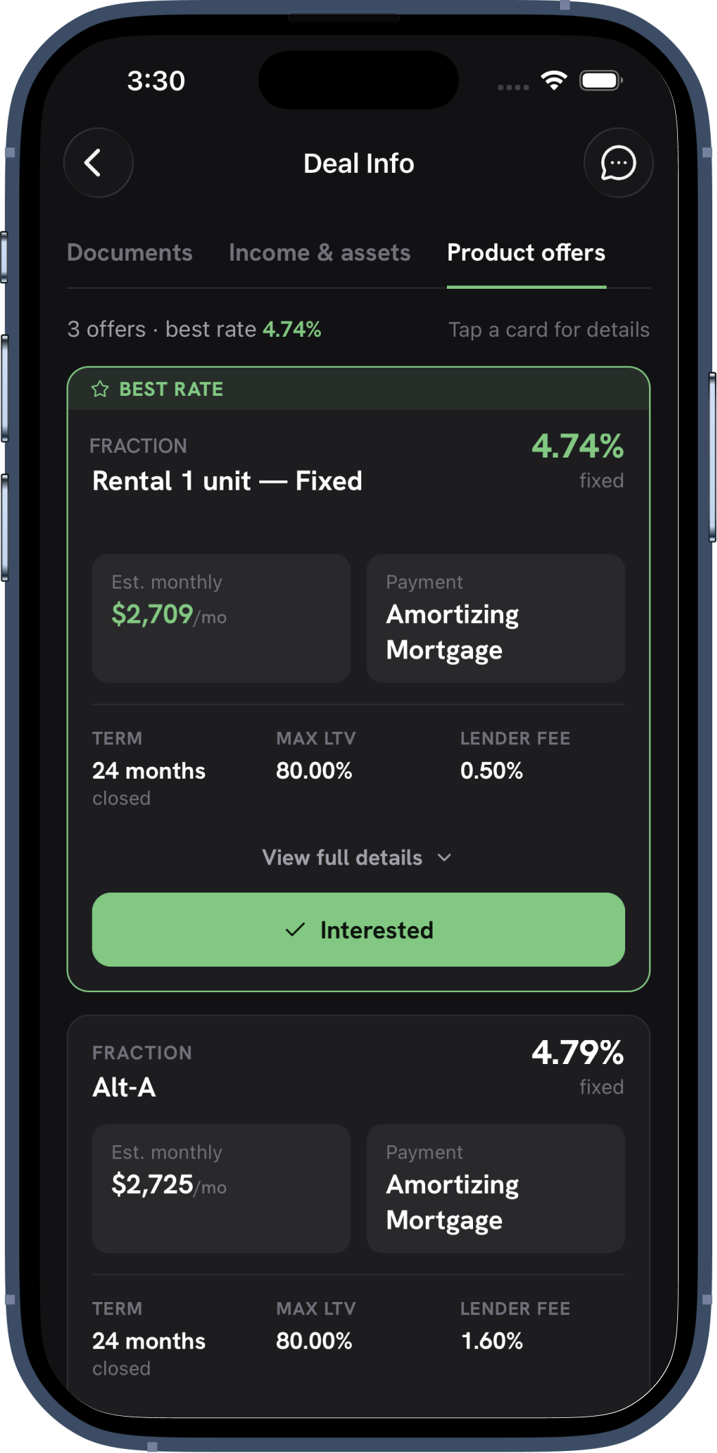 Grid app showing product offers