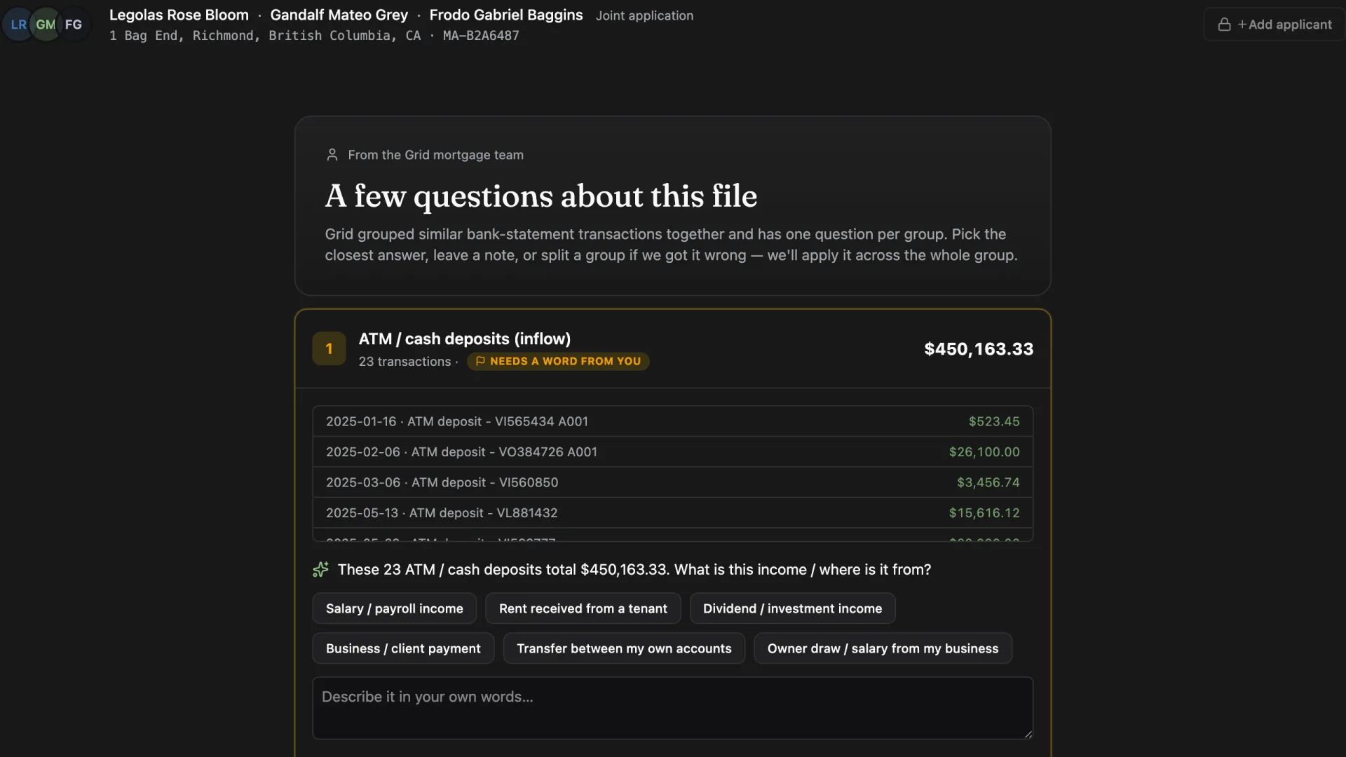 Grid desktop client questions view